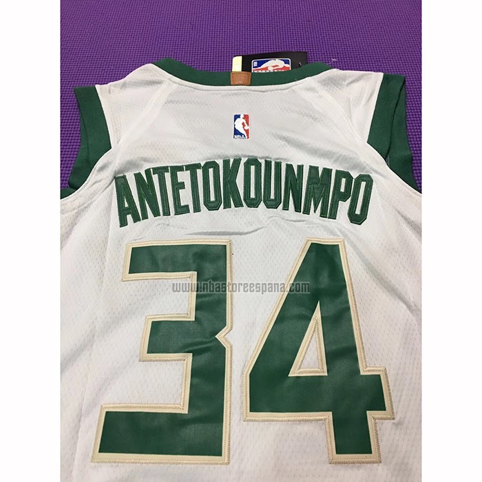 Camiseta Milwaukee Bucks Giannis Antetokounmpo NO 34 Association Blanco